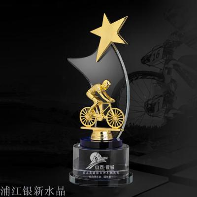 Metal sports statuette medal bike mountain bike race cycling crystal trophy customized