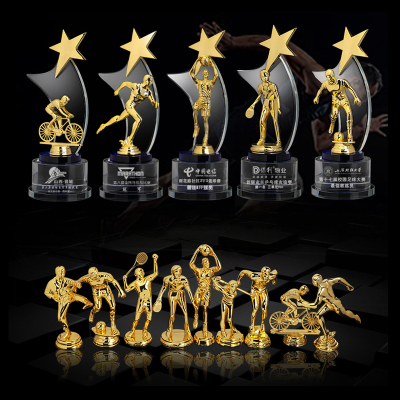 Crystal metal trophy creative sports competition activities free gift box DIY lettering