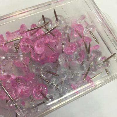 Pink transparent i-nail plastic thumbtack cross-border nail stationery wholesale American thumbtack