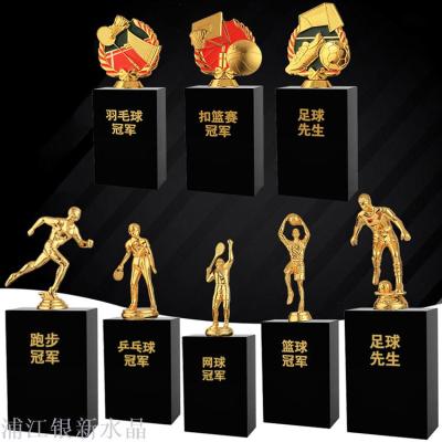 Sports games custom trophy champion crystal trophy diy team honor metal medal