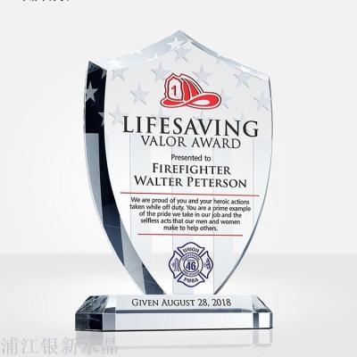 Customized veterans' funeral crystal trophy