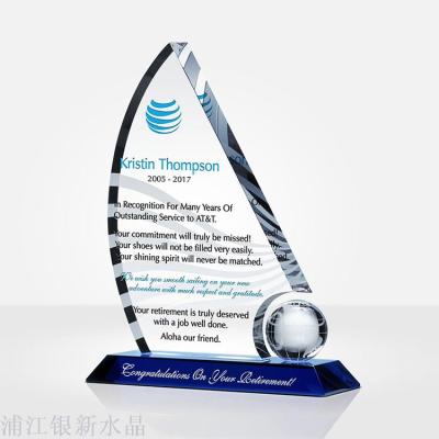High-end custom crystal trophy creative award excellent team sailing speech medal custom