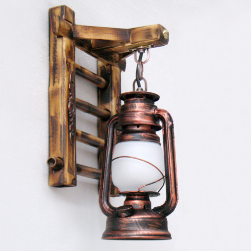 foreign trade exclusive for retro nostalgic tea house bar leisure aisle lighting kerosene barn lantern bamboo ladder wall lamp