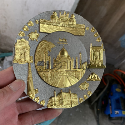 Factory Direct Sales Zinc Alloy Metal Relief Commemorative Plate Double Color Gold Plated Award Plate Business Award Plate for Unit