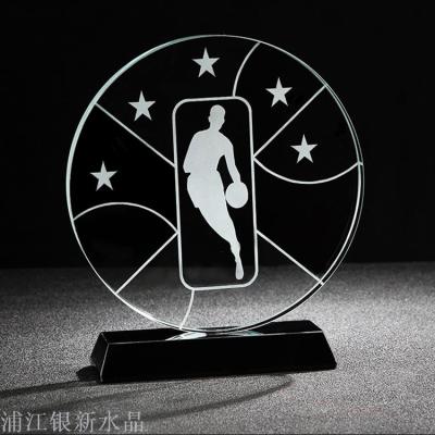 High-school crystal trophy customized basketball game champion trophy school sports meet NBA men or women