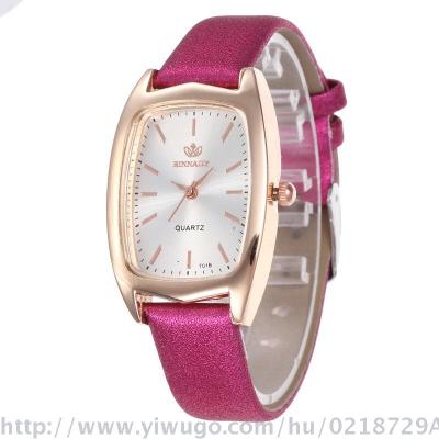 New style rectangular studded pink lady belt watch