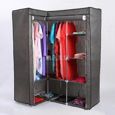 2019 new simple corner wardrobe Nordic style non-woven fabric assembly wardrobe storage wardrobe factory