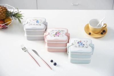 Natural environment-friendly straw bento box healthy cartoon creative office worker students lunch box Japanese style box