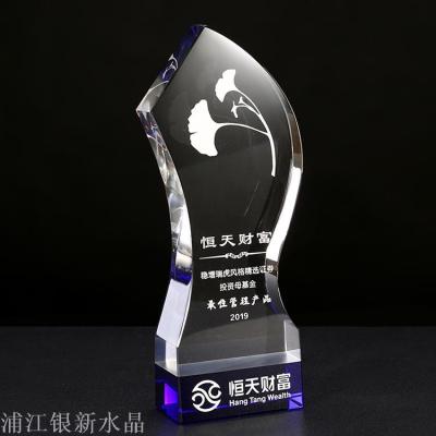 Crystal trophy custom made new color printing new outstanding employees creative tattoo champion games honor recognition