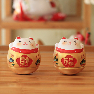 Manufacturer direct lucky cat golden lucky two yellow lucky cat tumbles creative decoration