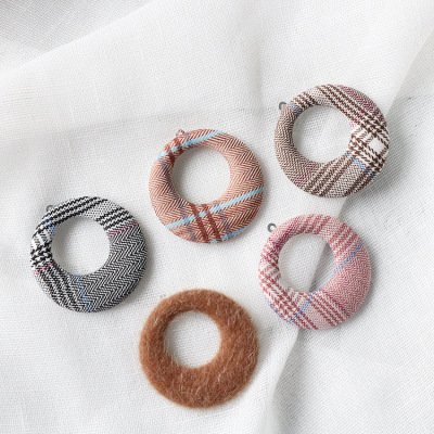 Big round earring, earring accessories, diy material, plaid cloth buckle