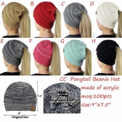 Amazon ebay aliexpress does not wear CC label knit pony tail hat for ladies