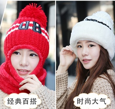 New winter outdoor cycling thickened ancient hat for women with fleece-protecting face and neck jointed hat 08 woolen cap