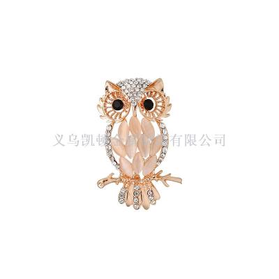 Aliexpress creative new opal owl brooch scarf accessories personalized fashion diamond studded brooch gift