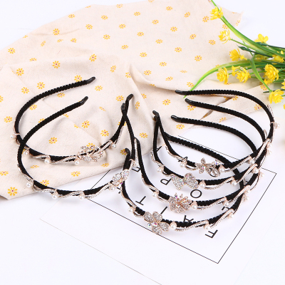 Hair ornaments Korean version of a sweet and simple water drill headband winding hair band set with fine head pressure