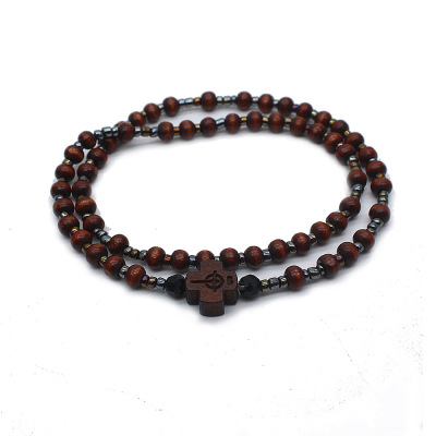 59 mini bracelet rosary wooden Catholic cross necklace prayer Christian church supplies wholesale