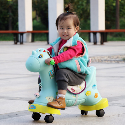 New baby rocking horse plastic music baby rocking large thickened children's toy small horse rocking car