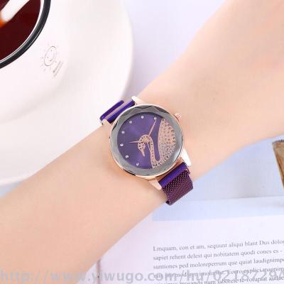 Fashion ins hot style creative matching color swan lady web celebrity magnet button women's watch