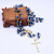 Gold sapphire blue receptacle crystal rosary necklace cross prayer beads religious ornament