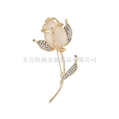 High-quality high-grade opal rose brooch han edition exquisite wedding dress bridal accessories flower corsages