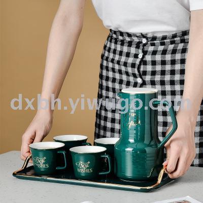 Ins style European style small luxury simple home tea set with cover ceramic coffee pot cold kettle