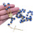 Gold sapphire blue receptacle crystal rosary necklace cross prayer beads religious ornament