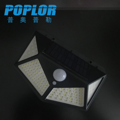 LED solar wall lamp 10W human body sensor courtyard wall lamp outdoor lamp 100 four-way glow