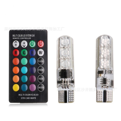 Remote Control RGB Car Width Light T10 Silicone 5050-6SMD Car LED Small Lights License Plate Lights Flash