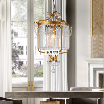 Dining room iron art bedroom simple candle lamps American country crystal penthouse living room lamp