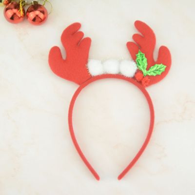 Christmas Headband Children's Colorful Ball Leaf Headband Party Dress up Supplies Cute Deer Horn Head Buckle Christmas Decoration