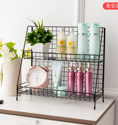 Creative double-layer ironwork kit hroom shelving office desktop cosmetics organizing shelving inner box packaging