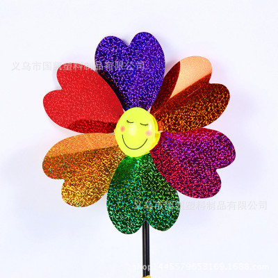 2018 New big Windmill Glitter Smiling Face DIY Plastic windmill Children's Toy windmill manufacturer sells hot Direct sales