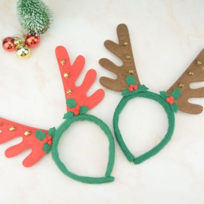 Christmas Headband Children Adult Leaf Bell Antlers Headband Party Packaging Cute Head Buckle Christmas Decoration