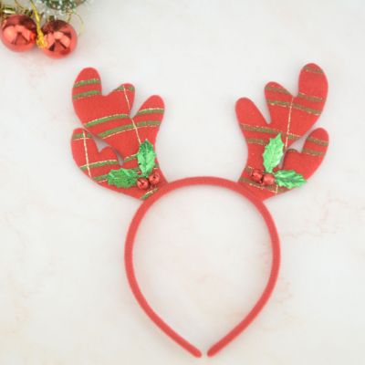 Christmas Headband Children's Brushed Striped Headband Party Dress up Supplies Cute Deer Horn Head Buckle Christmas Decoration
