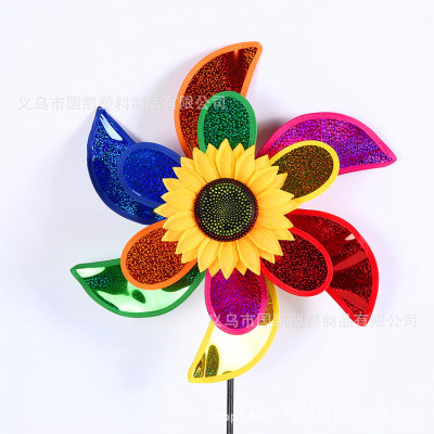 Double Scimitar Laser + sunflower Creative Wind strip Outdoor large windpipe camping garden decoration toy