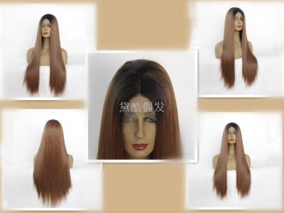 European and American hot-selling wig before lace long straight hair chemical fiber head cover export style lace manufacturers direct sales