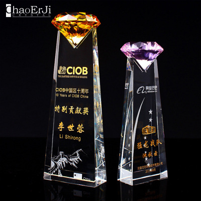 Personalized custom manufacturers shine diamond style free typesetting with New crystal trophy medal