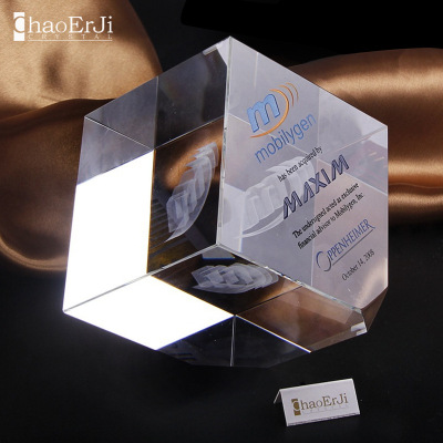 Manufacturers direct cut Angle crystal crafts rubik's cube decoration 3D laser internal carving creative custom logo pattern