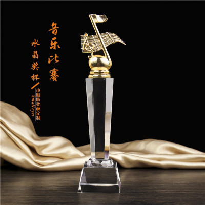 Golden statuette note trophy trophy competition activities note trophy crystal metal trophy trophy
