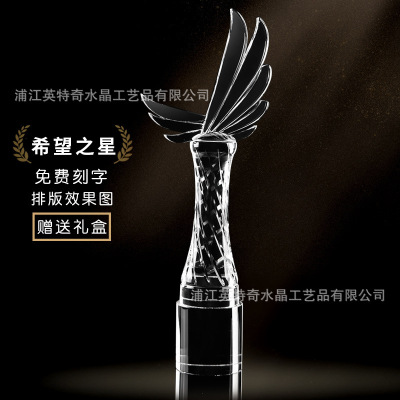 New crystal trophy creative company award crystal crafts decoration pieces custom manufacturers straight hair