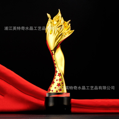 Torch five-pointed star trophy manufacturers custom metal trophy crystal trophy award competition activities prizes