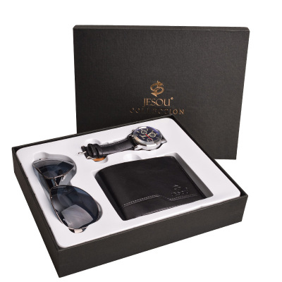 Manufacturers direct men's gift box set fashion men quartz watch multi-card wallet fashion glasses gift box
