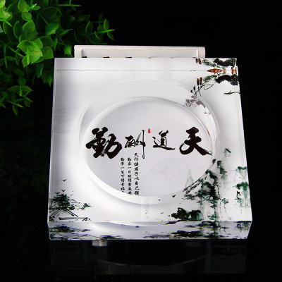 Square crystal ashtray creative color printing ink style manufacturers wholesale spot supply custom crystal decoration