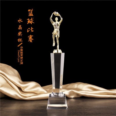 Golden statuette basketball trophy custom trophy basketball crystal trophy metal trophy