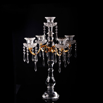 Creative custom crystal candlestick with metal arms wedding candlelight dinner decoration pieces manufacturers direct