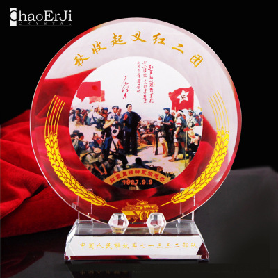 Manufacturer custom k9 crystal plate handicraft decoration enterprise celebration sports competition award home decoration