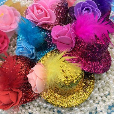 Manufacturers wholesale children's women's general hair Accessories Korean version of bright Silk rose 8 cm hat hairpin small hat hair