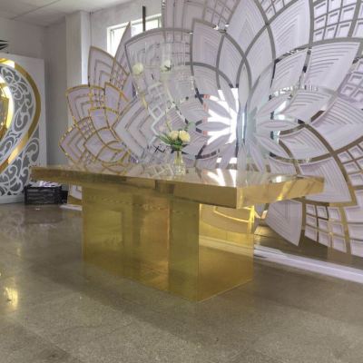 Annie Wedding Background Props Golden Acrylic Mirrored Table Wedding Hotel Decoration Supplies