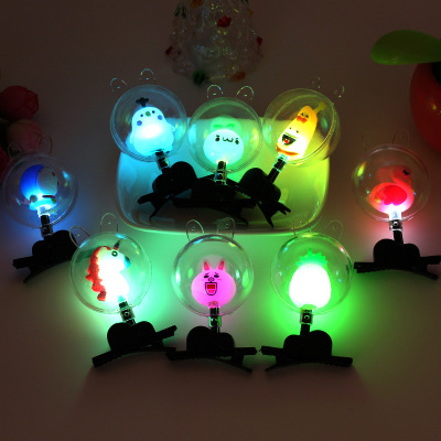 Korean version of the luminous wave ball hairpin LED cartoon douyin with transparent flash children show MOE artifact spot