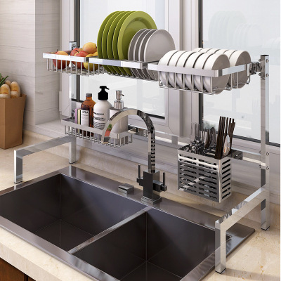 Sink drain rack tapping bowl rack of 304 stainless steel folding kitchen shelf storage kitchen supplies can be customized
